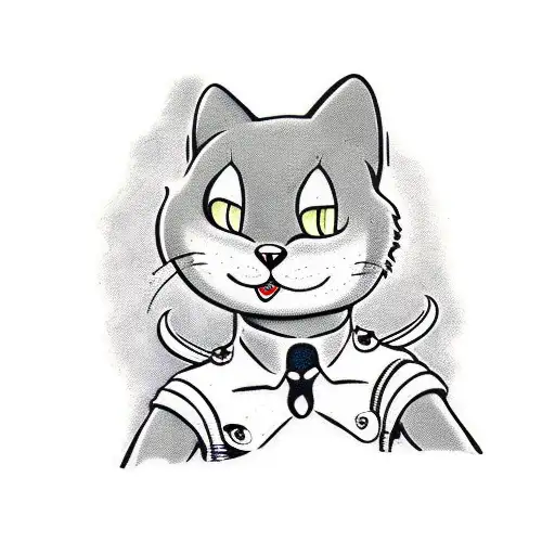 Felix The Cat Dressed As A Skinhead With A Bomb