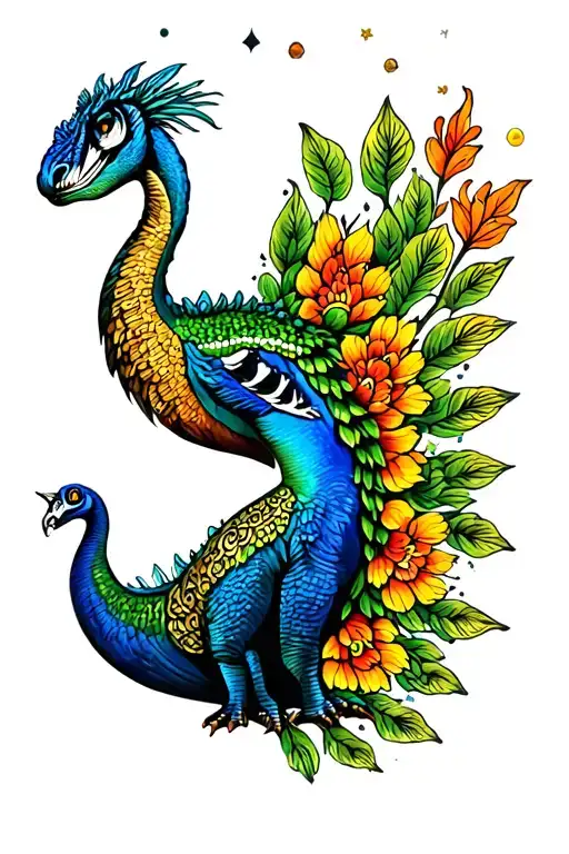 Dinosaur Peacock Space