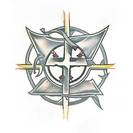 Jerusalem Cross With Raven