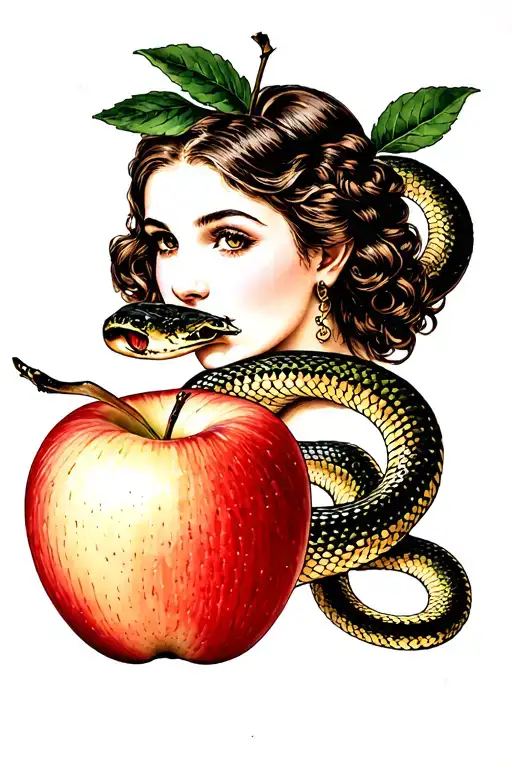 Snake And Apple And Woman