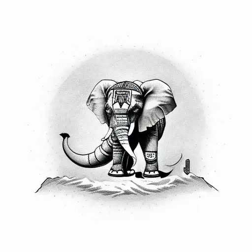 Elephant In A Combat Sport Pose