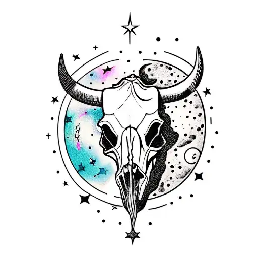 Cow Skull With Space Galaxy