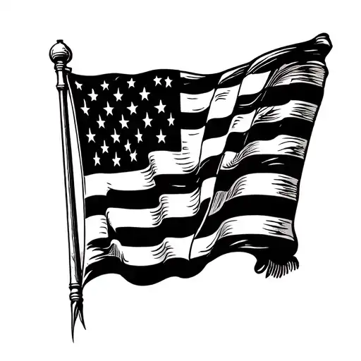 Greek And American Flag Waving Black And White