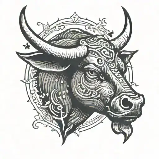 Bull With Lighting Eyes Staring