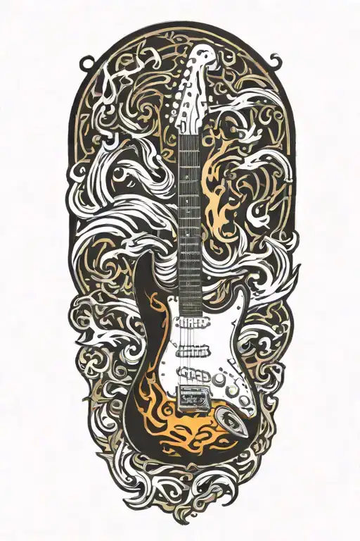 Stratocaster Guitar Fire Flames