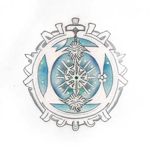 Vegvisir In The Realm Tree Surrounded By Pine Trees