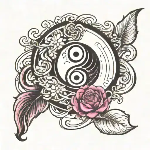 Yin Yang Symbol With Cancer Sign Incorporated