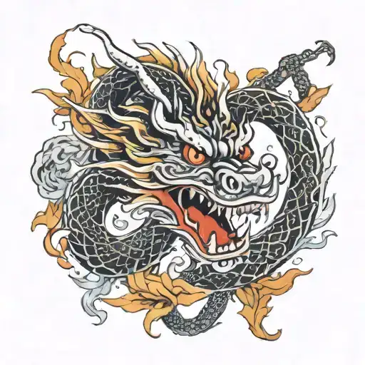 A Traditional Chinese Dragon Intertwined With Hardcore Music Elements