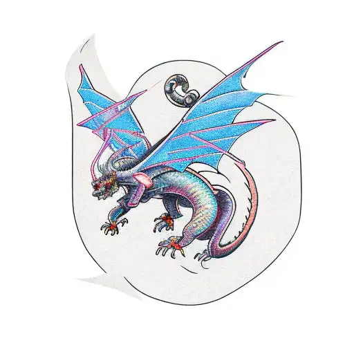 A Cyberpunk-inspired Dragon Soaring Through A Futuristic Cityscape