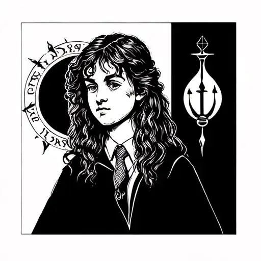 Hermione Grenger From Harry Potter Fine Line Design Of Lines And Shadows