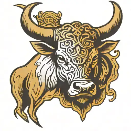 Golden-horned Bull With The Rune Of The Virgin