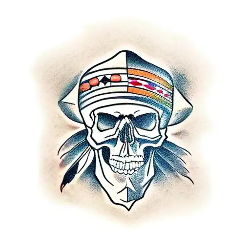 Skull With Native American Headwear
