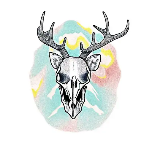 Deer Skull Surrounded By Trees