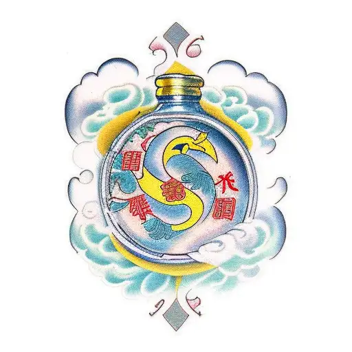 Organspende Tattoo With Chinese Characters As Outlines