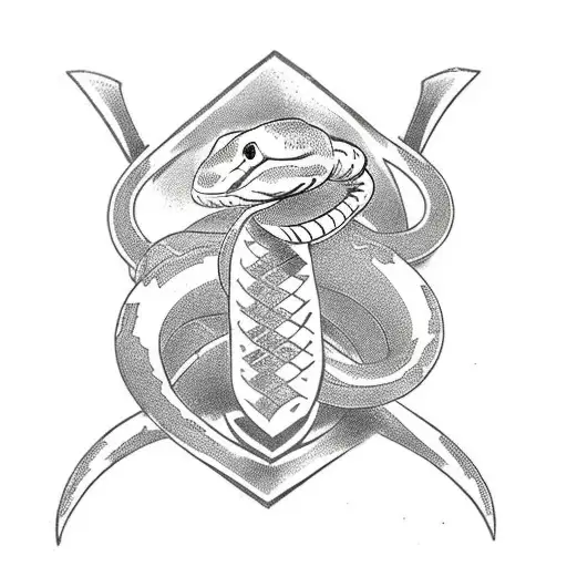 Snake With A Longsword Behind Its Back
