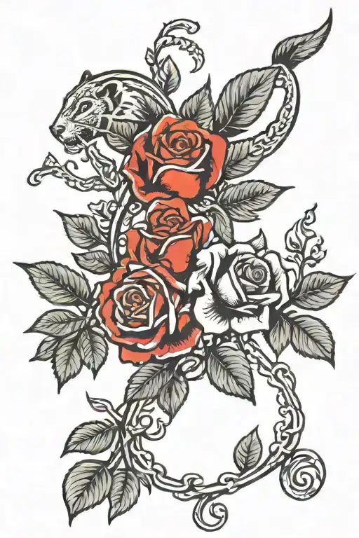Animals Climbing A Rose Intertwined