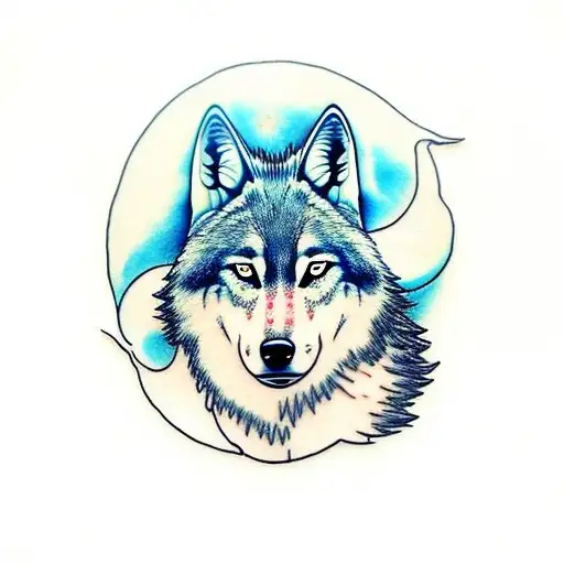 A Full Body Wolf Dog Made Out Of Clouds