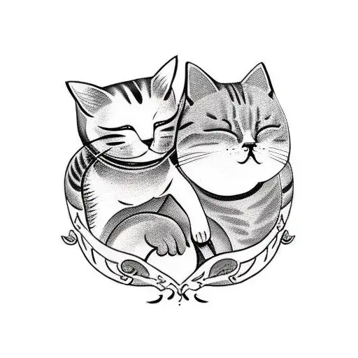 Cat And Women Sleeping Together