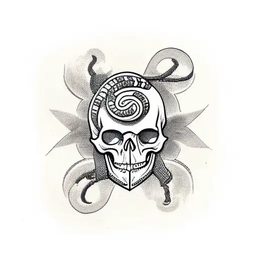 Skull With A Snake Coming From Its Eye