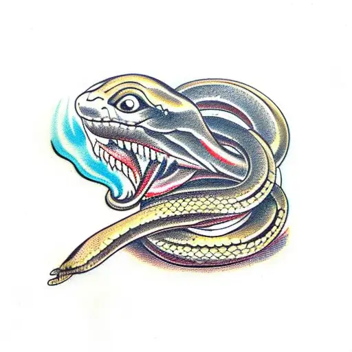 Snake Biting A Woman