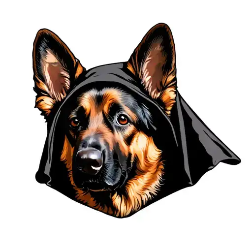 German Shephard Wearing A Hooded Cloack