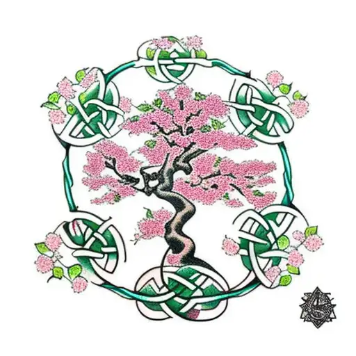 Cherry Blossom Celtic Tree Of Life