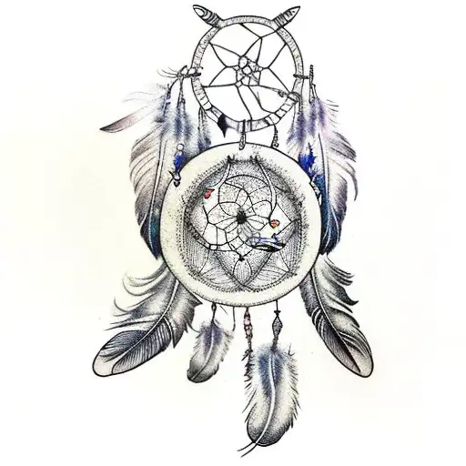 Feather With Dream Catcher And Memorial Date