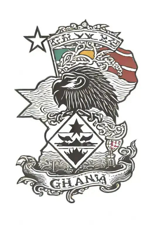 Ghana Flag With Star Of Africa
