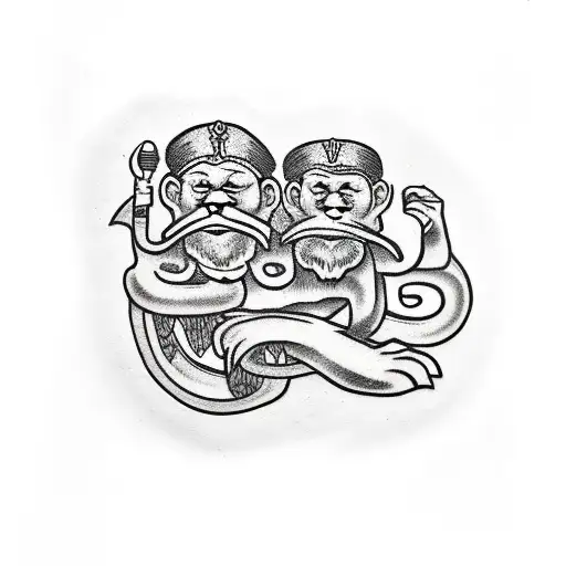 Four Wise Monkeys As Mayan Heiroglyphs