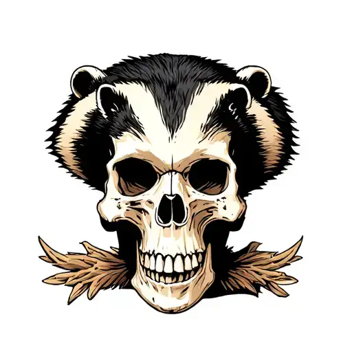 Badger Standing On Human Skull