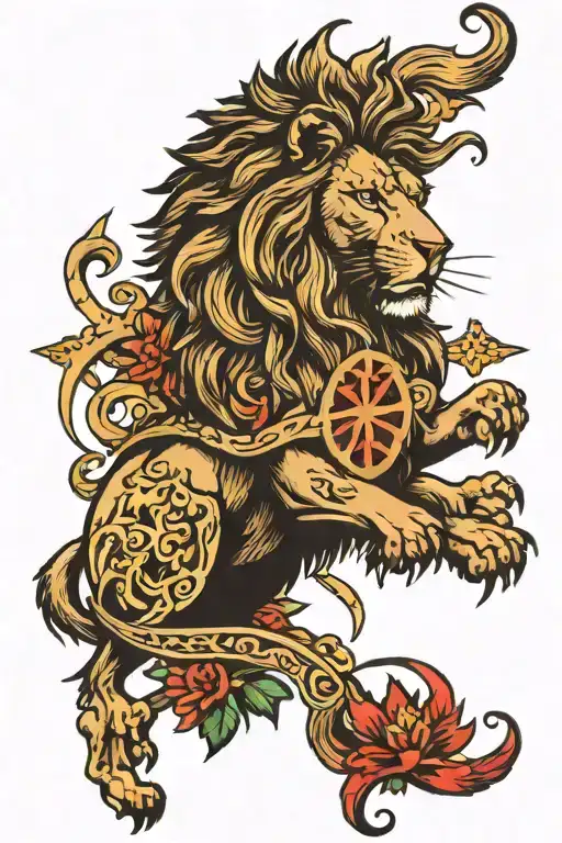 Cross Lion Surrounded