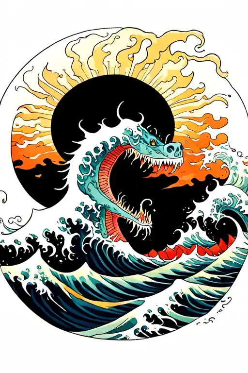 Ocean Wave Sea Monsters Colorful