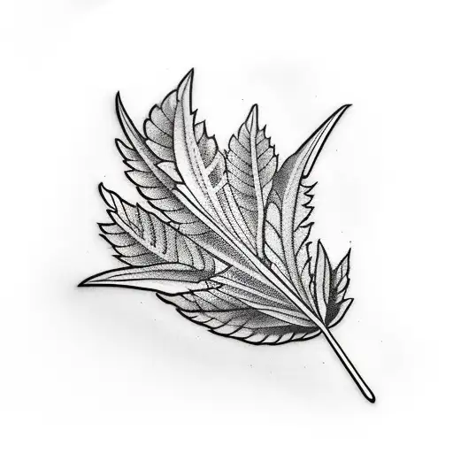 Weed Leaf Black And White