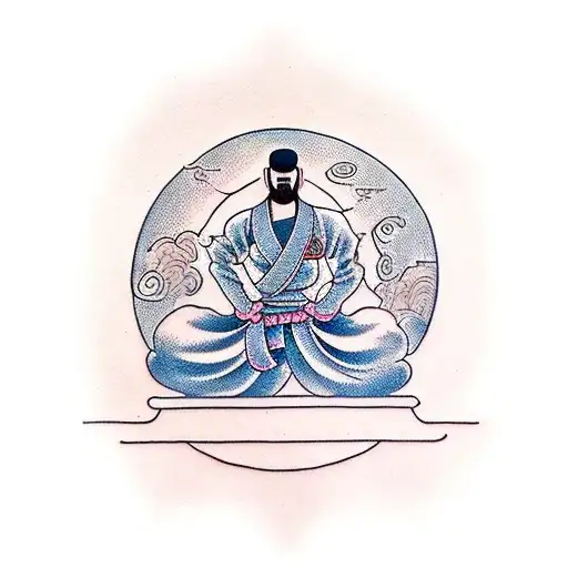 Kung Fu Master Meditating Under A Full Moon