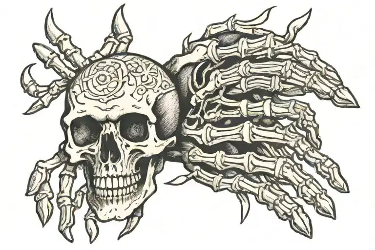 Human Hand And Skeleton Hand Holding