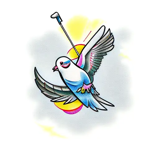 Cartoon Golfing Pigeon