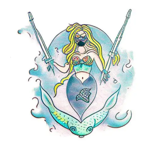 Mermaid With Nunchuks And Mask