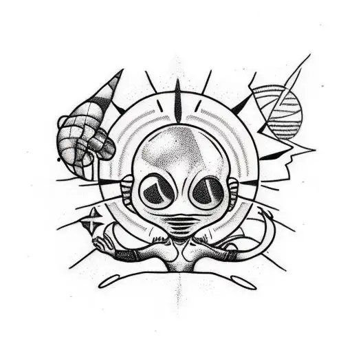 Alien In Space Doing Yoga Pose