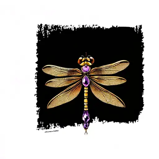 Highly Decorated Dragonfly With Amethyst Center