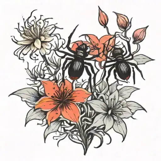 Red Spider Lilies And Black Widow Spider Lily