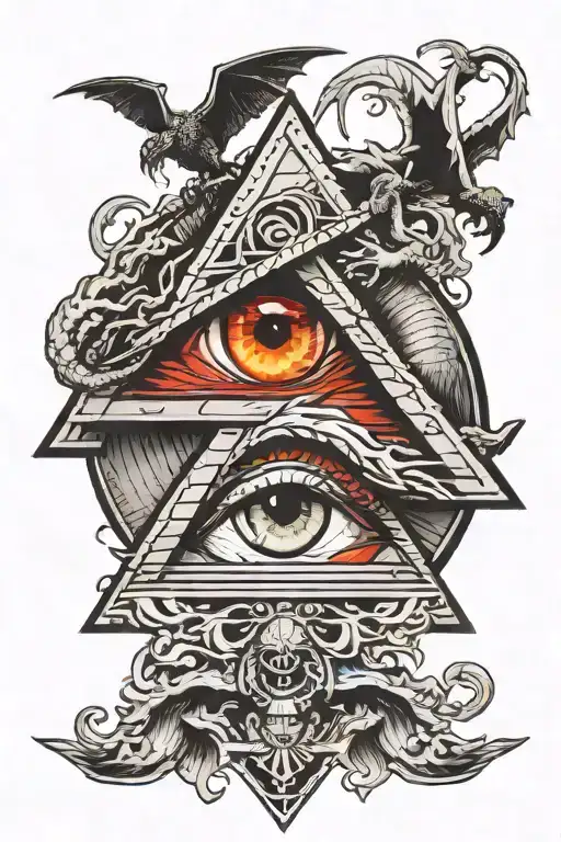 Illuminati Eye In A Traingle With Dragon Covering It