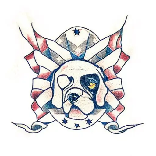 Folded American Flag With Dog Tags