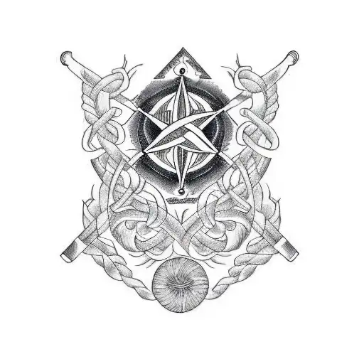 A Majestic Blackwork Tattoo Of A Family Tree Intertwined With Musical Notes And Symbols