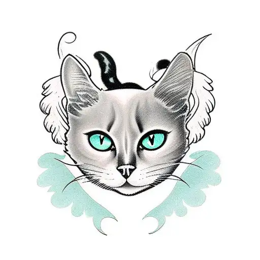 Mix Of Black Cat And Angel In Black And White