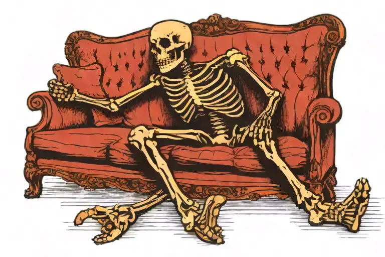 Skeleton On Couch