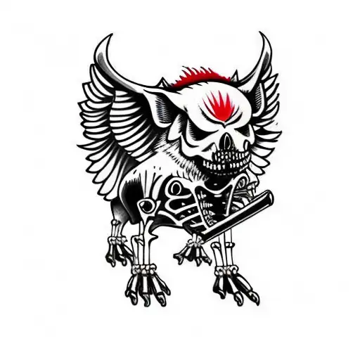 Hog Skeleton Standing Up With Wings