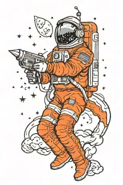 Astronaught In Space Dumping Paint Into The Galaxy