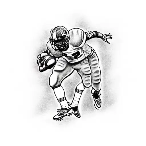 Depict A Football Player In A Blackwork Style