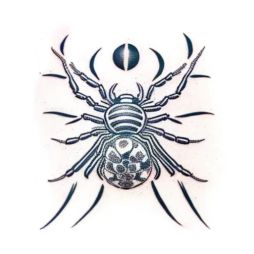 Black Widow Spider In A Von Dutch Pinstripe Style