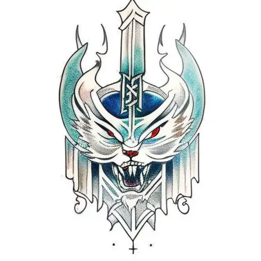 Norse Mythology Themed Tattoo On Throat